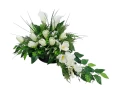 kompozycja stroik na cmentarz grób kalie tulipany gladiola kolory biały kremowy prawa strona