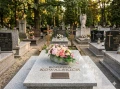 kompozycja stroik na cmentarz grób piwonie róże eustoma kolory różowy kremowy na grobie