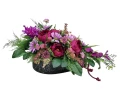 kompozycja stroik na cmentarz grób piwonie margaretki gladiola dalia kolory burgund fiolet lila front