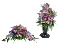 komplet na cmentarz stroik i bukiet na grób róże piwonie gladiola hortensja bez kolory fioletowy niebieski brudny róż różowy
