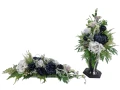 komplet na cmentarz stroik i bukiet na grób chryzantemy hortensja róże eustoma wrzos kolory czarny szary