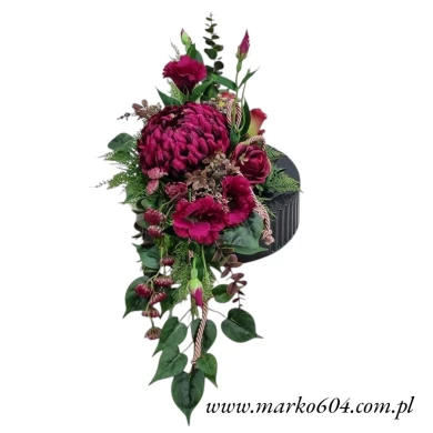 CHRYZANTEMA RÓŻE EUSTOMA (1526.51) kompozycja stroik wiązanka na cmentarz grób pomnik