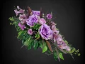 kompozycja stroik wiązanka na cmentarz grób pomnik róże gladiola kolor fioletowy czarne tło