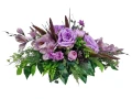 kompozycja stroik wiązanka na cmentarz grób pomnik róże gladiola kolor fioletowy front